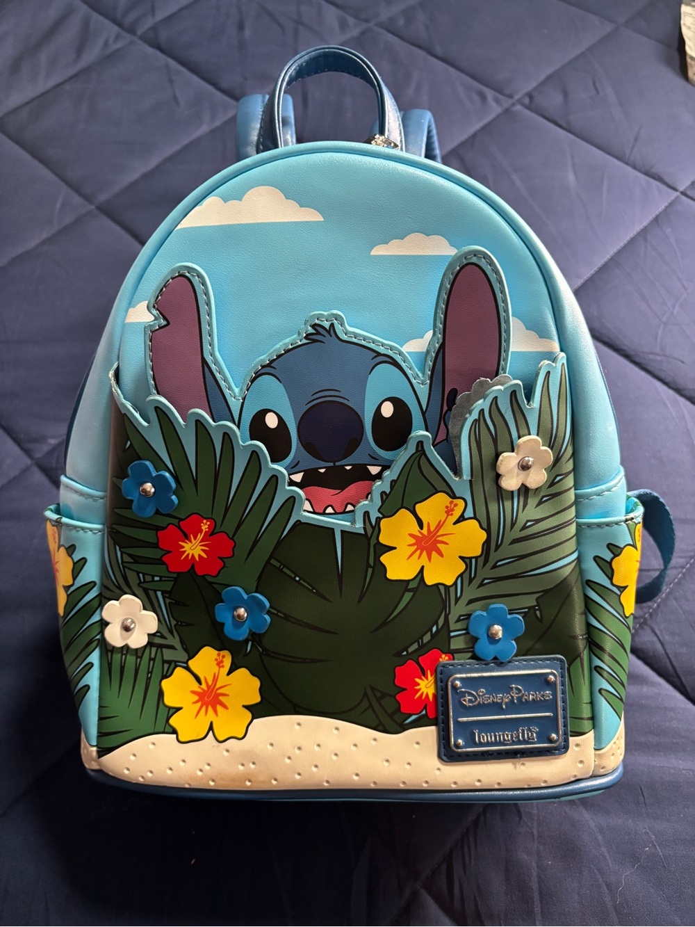Disney Parks x Loungefly Blue Stitch Floral Mini Backpack